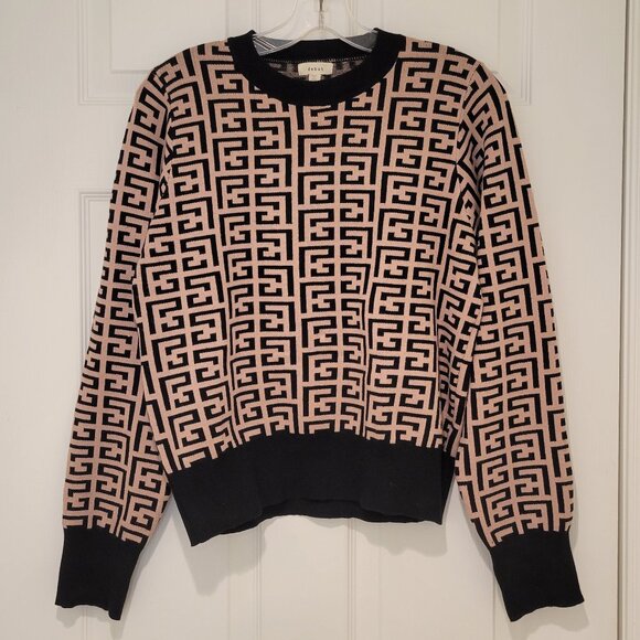 debut Sweaters - Geometric Design SWEATER Blk&Tan SZ M